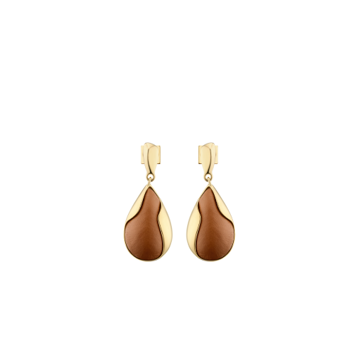 Boucles d’oreilles Ormé - Dorée Cuir Camel