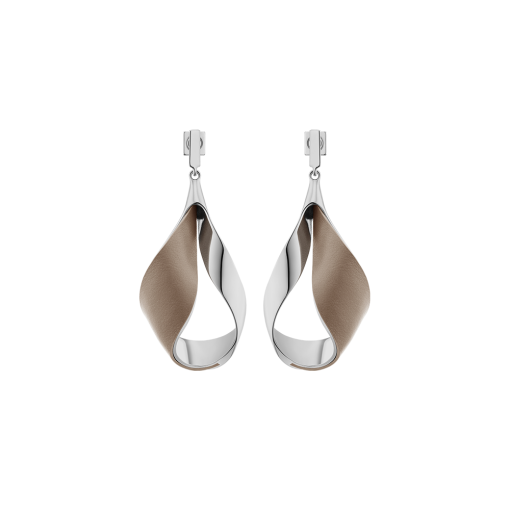 Boucles d’oreilles pendantes Ormé - Argentée Cuir Taupe