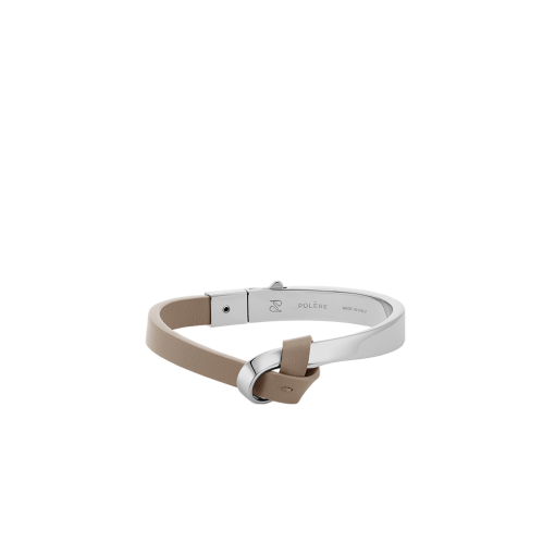 Jonc Ormé - Argentée Cuir Taupe