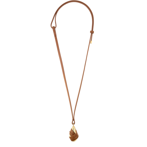 Pendentif Ormé - Dorée Cuir Camel